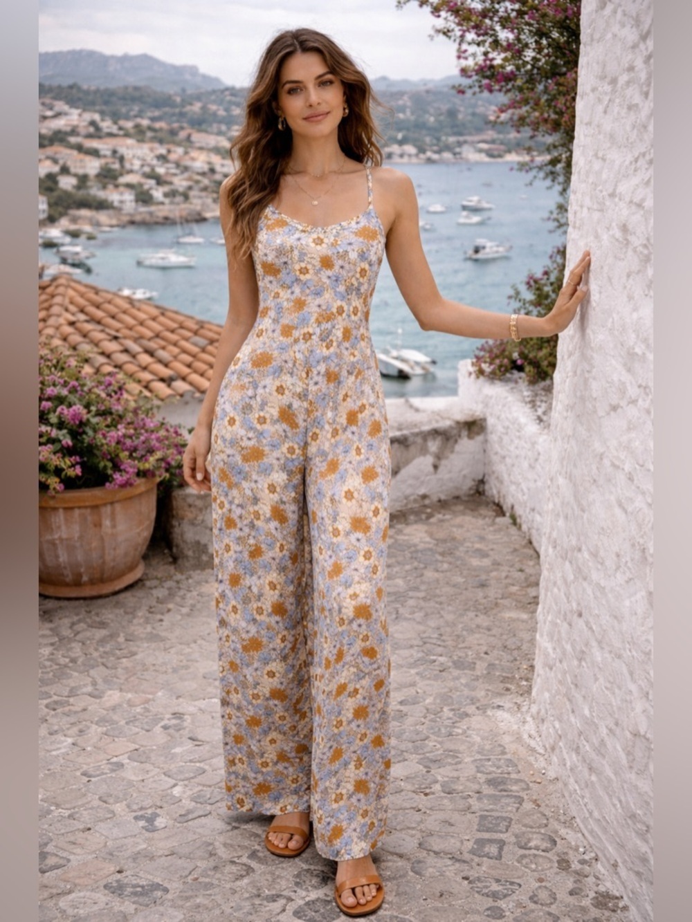 Amuse Society Floral Wide Leg Jumpsuit XS Boho Summer Vacation Outfit